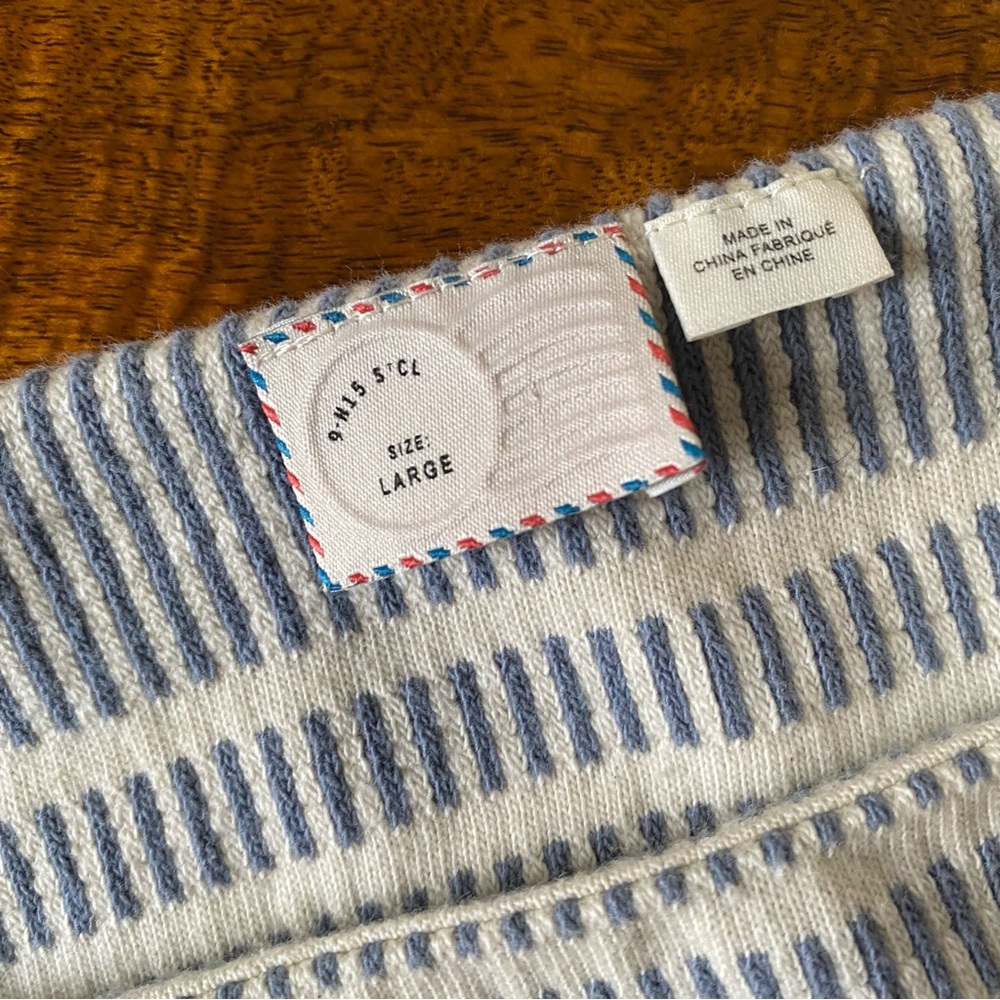 Anthropologie Postmark Square Neck Flare Sleeve Blue White Striped Top - Picture 3 of 7